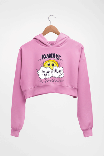 Always Smile Crop HOODIE FOR WOMEN-Light Baby Pink-Ektarfa.online