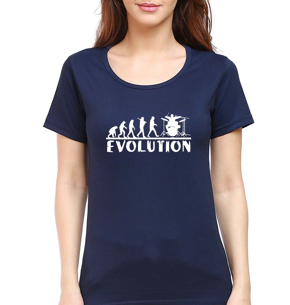 Drummer Evolution T-Shirt for Women-Navy Blue-Ektarfa.online