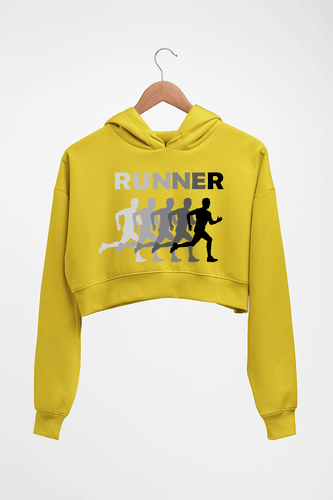 Runner Running Crop HOODIE FOR WOMEN-Mustard yellow-Ektarfa.online
