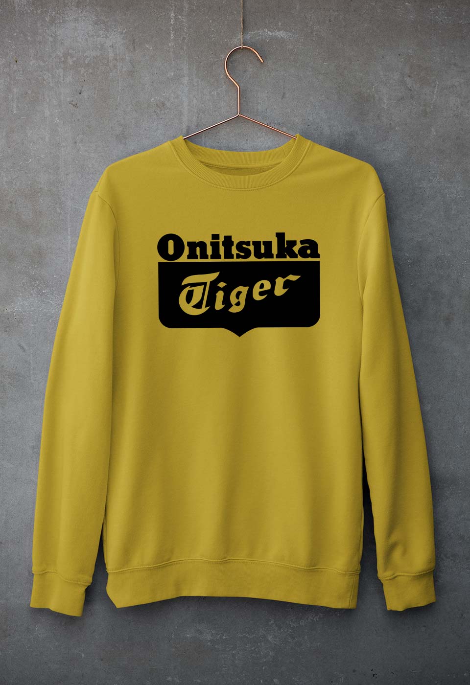 Onitsuka Tiger Unisex Sweatshirt for Men/Women-S(40 Inches)-Mustard Yellow-Ektarfa.online