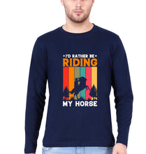 Load image into Gallery viewer, Horse Riding Full Sleeves T-Shirt for Men-Navy Blue-Ektarfa.online

