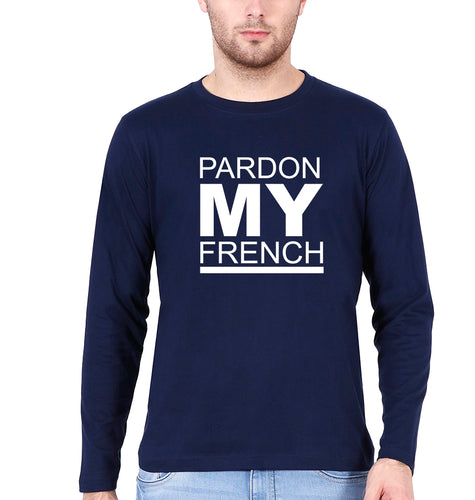 Pardon My French Full Sleeves T-Shirt for Men-Navy Blue-Ektarfa.online