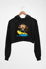 Load image into Gallery viewer, Monkey Banana Crop HOODIE FOR WOMEN-Black-Ektarfa.online
