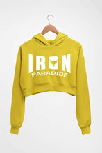 Load image into Gallery viewer, Iron Paradise Crop HOODIE FOR WOMEN-Mustard Yellow-Ektarfa.online
