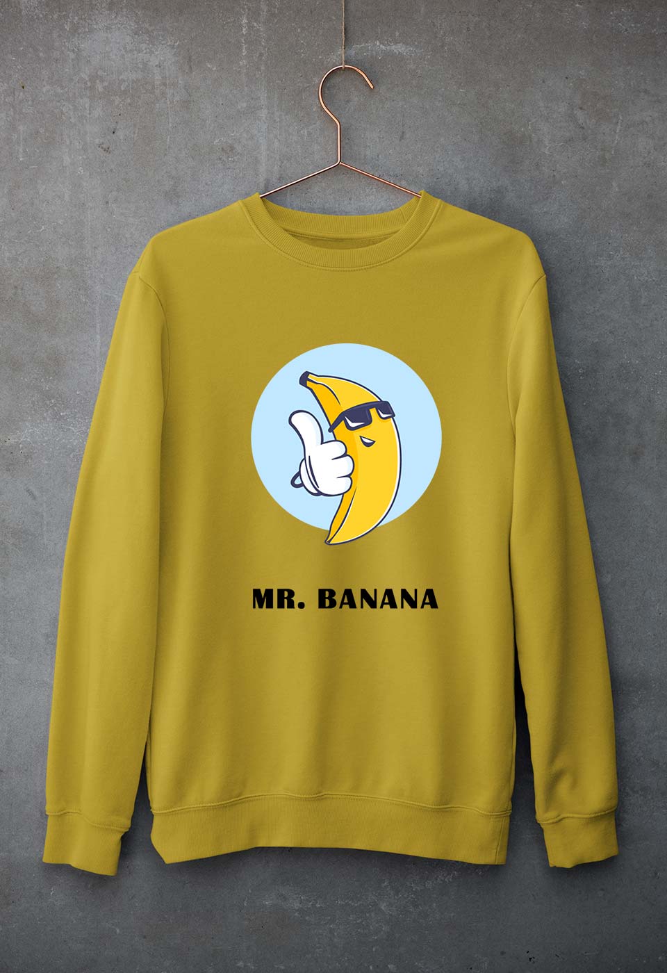 Banana Unisex Sweatshirt for Men/Women-S(40 Inches)-Mustard Yellow-Ektarfa.online