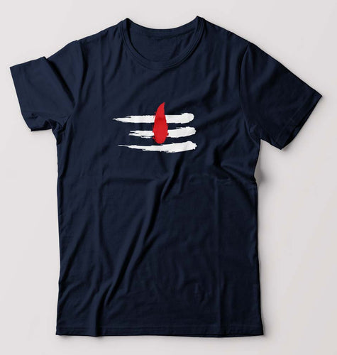 Shiva Tilak T-Shirt for Men-S(38 Inches)-Navy Blue-Ektarfa.online