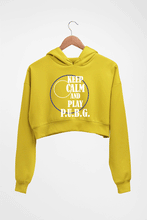 Load image into Gallery viewer, PUBG Keep Calm And Play Pubg Crop HOODIE FOR WOMEN-Mustard Yellow-Ektarfa.online
