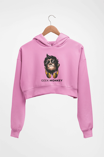 Geek Monkey Crop HOODIE FOR WOMEN-Light Baby Pink-Ektarfa.online