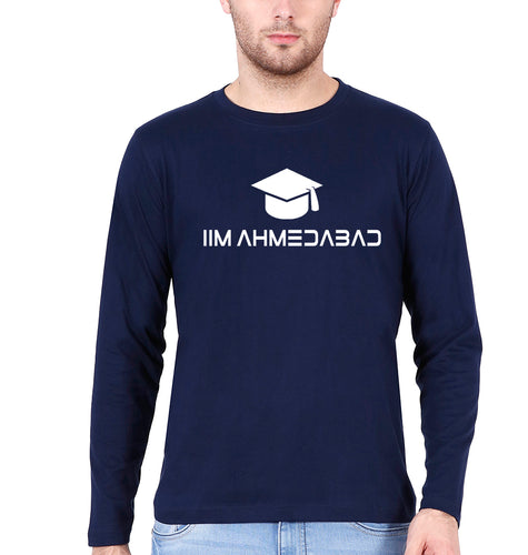 IIM A Ahmedabad Full Sleeves T-Shirt for Men-S(38 Inches)-Navy Blue-Ektarfa.online