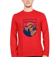 Load image into Gallery viewer, Wanderlust Full Sleeves T-Shirt for Men-S(38 Inches)-Red-Ektarfa.online
