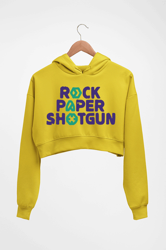 Rock Paper Shotgun Crop HOODIE FOR WOMEN-Mustard Yellow-Ektarfa.online