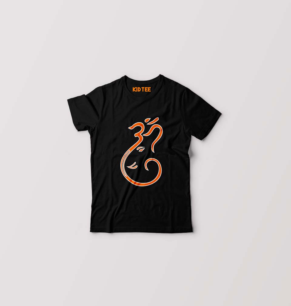 Om Ganesh Kids T-Shirt for Boy/Girl-Black-Ektarfa.online