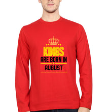 Load image into Gallery viewer, Kings Are Born In August Full Sleeves T-Shirt for Men-Red-Ektarfa.online
