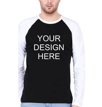 Load image into Gallery viewer, Customized-Custom-Personalized Raglan Full Sleeves T-Shirt for Men-S(38 Inches)-White-Black-ektarfa.com
