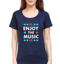 Load image into Gallery viewer, Music T-Shirt for Women-XS(32 Inches)-Navy Blue-Ektarfa.online

