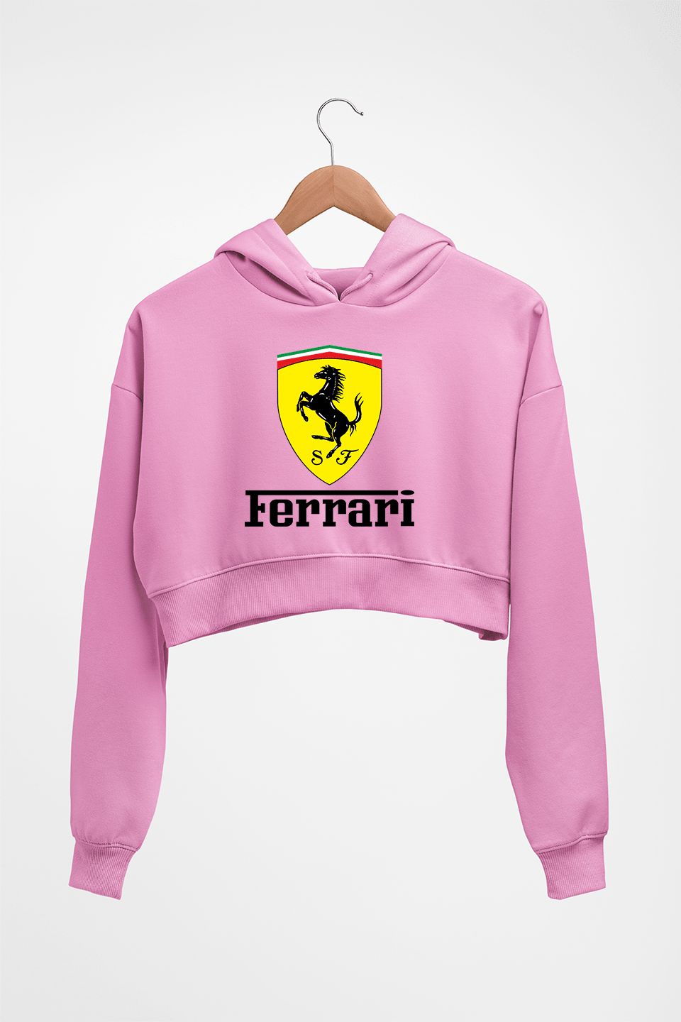 Ferrari Crop HOODIE FOR WOMEN-Light Baby Pink-Ektarfa.online