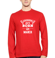 Load image into Gallery viewer, Legends are Born in March Full Sleeves T-Shirt for Men-Red-Ektarfa.online
