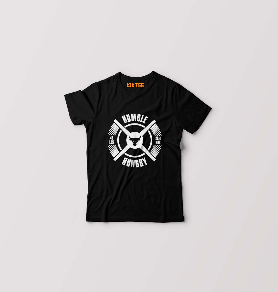 Humble Hungry Gym Kids T-Shirt for Boy/Girl-0-1 Year(20 Inches)-Black-Ektarfa.online
