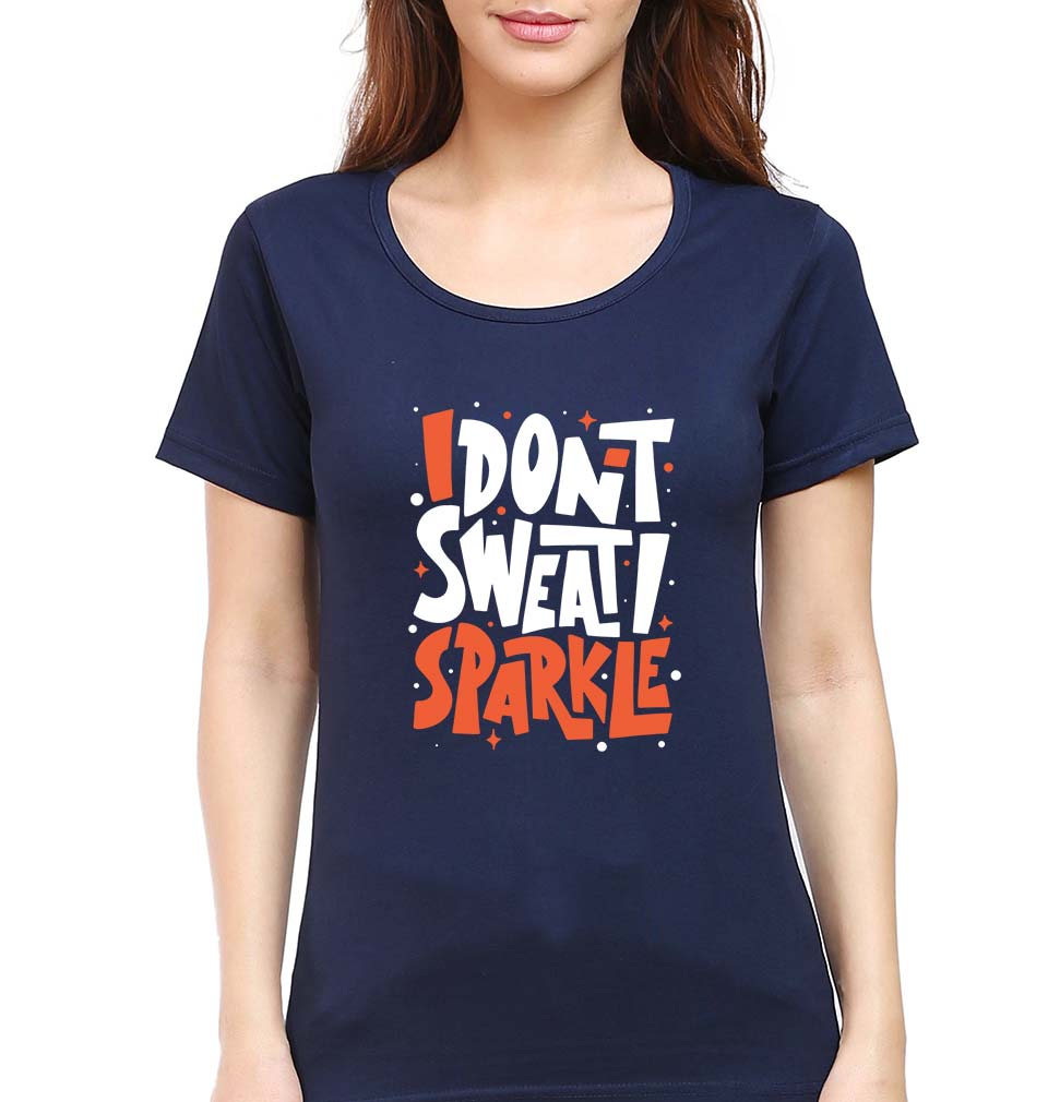 Gym Sweat T-Shirt for Women-XS(32 Inches)-Navy Blue-Ektarfa.online