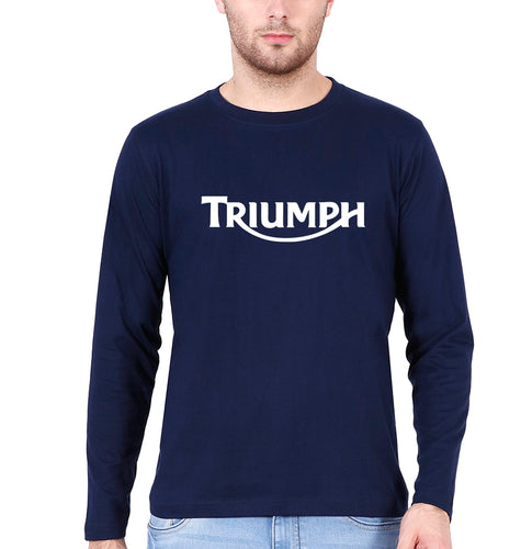 Triumph Full Sleeves T-Shirt for Men-S(38 Inches)-Navy Blue-Ektarfa.online