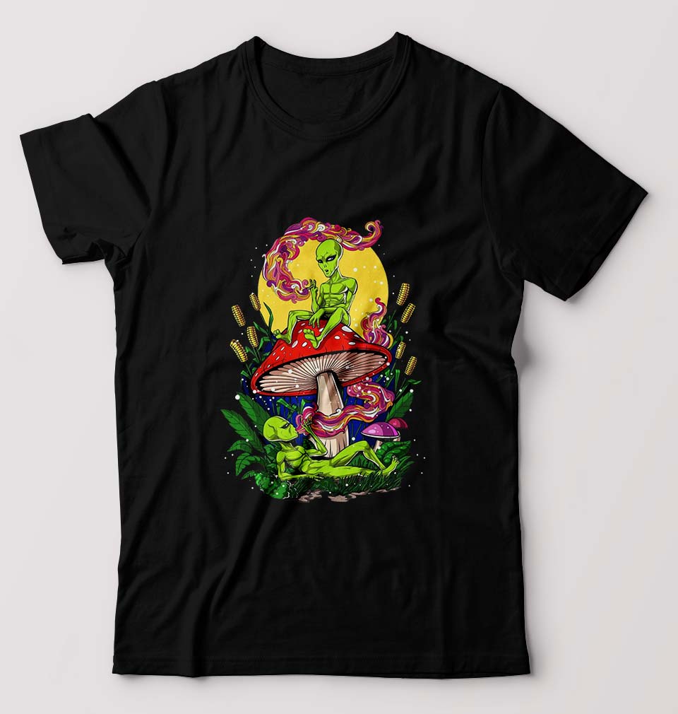 Trippy Psychedelic Weed Stoned T-Shirt for Men-Black-Ektarfa.online