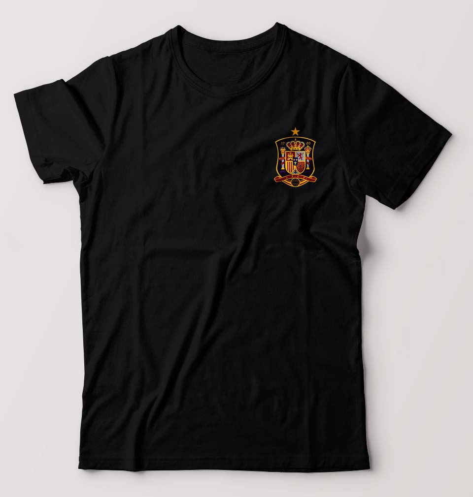 Spain Football T-Shirt for Men-S(38 Inches)-Black-Ektarfa.online