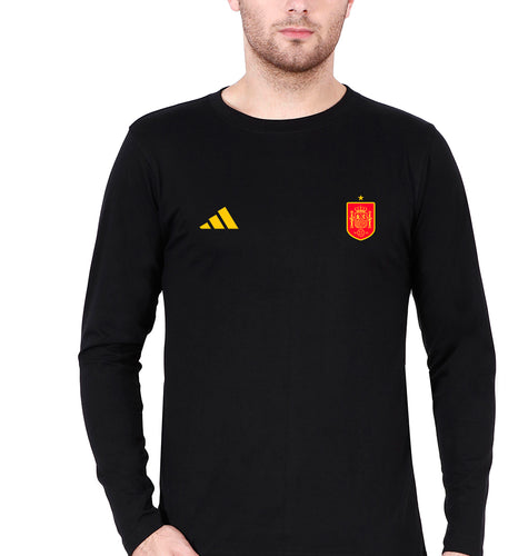 Spain Football Full Sleeves T-Shirt for Men-Black-Ektarfa.online