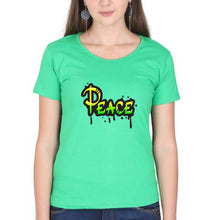 Load image into Gallery viewer, Graffiti Peace T-Shirt for Women-XS(32 Inches)-Flag Green-Ektarfa.online
