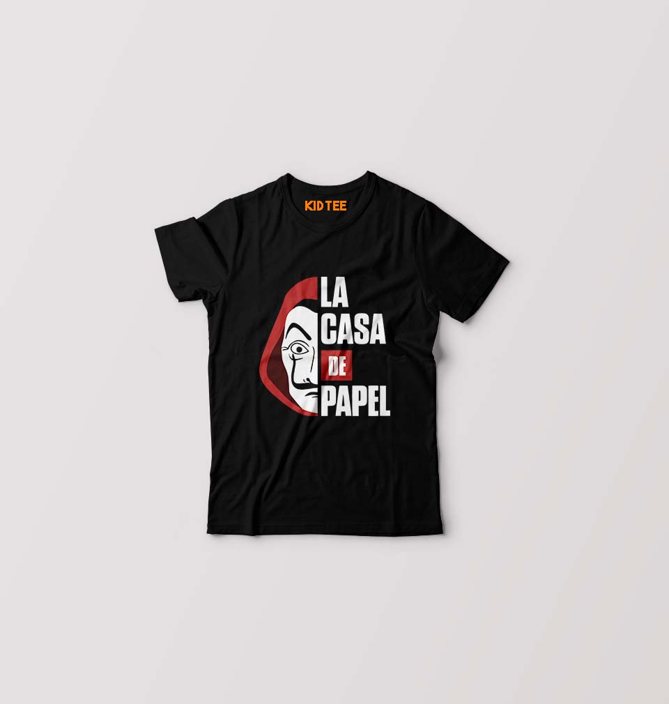 Money Heist Kids T-Shirt for Boy/Girl-Black-Ektarfa.online