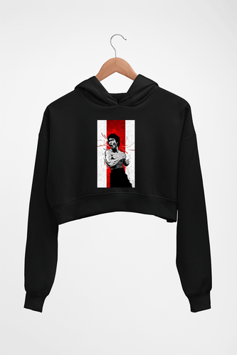 Bruce Lee Crop HOODIE FOR WOMEN-Black-Ektarfa.online