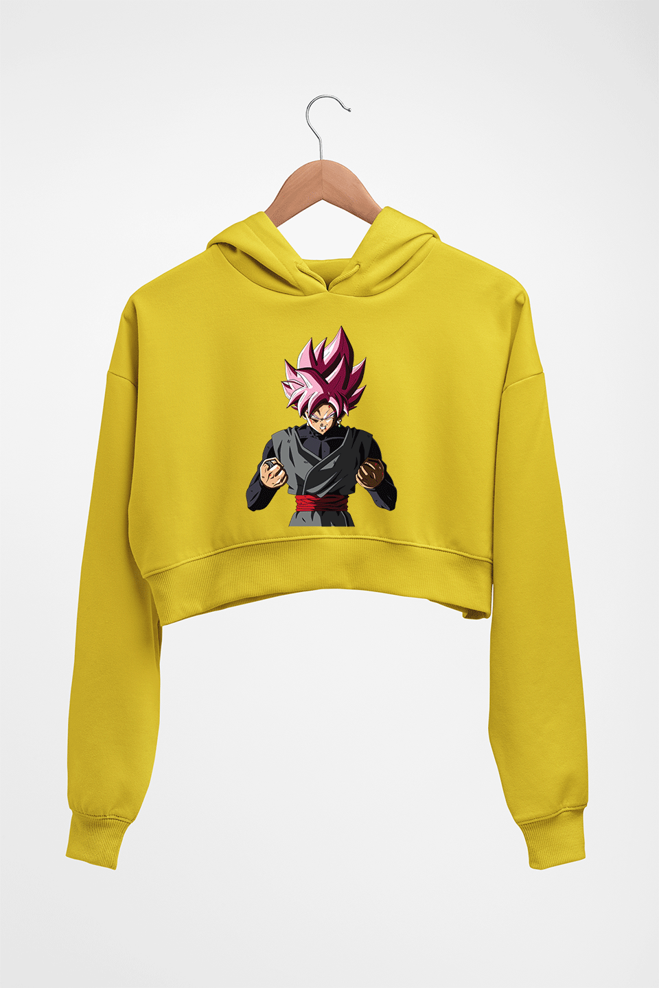 Goku Anime Crop HOODIE FOR WOMEN-Mustard Yellow-Ektarfa.online