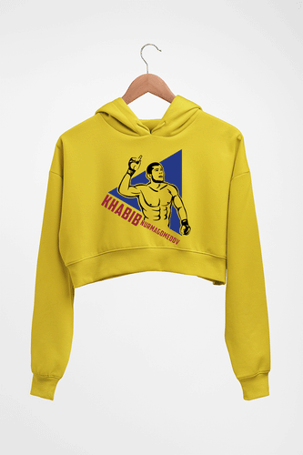 Khabib Nurmagomedov Crop HOODIE FOR WOMEN-Mustard Yellow-Ektarfa.online
