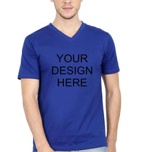 Load image into Gallery viewer, Customized-Custom-Personalized V Neck T-Shirt for Men-S(38 Inches)-Royal Blue-ektarfa.com
