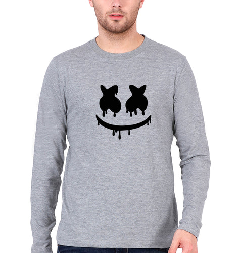 Marshmello Full Sleeves T-Shirt for Men-Grey Melange-Ektarfa.online