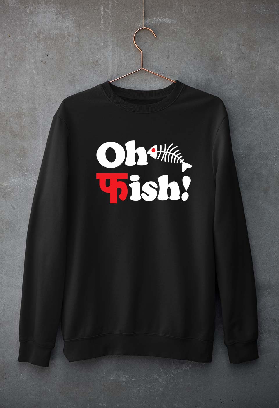 Fish Funny Unisex Sweatshirt for Men/Women-S(40 Inches)-Black-Ektarfa.online