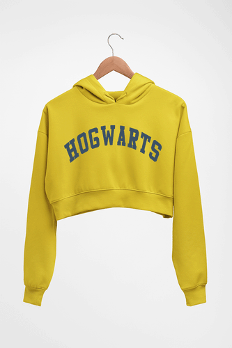 Harry Potter Hogwarts Crop HOODIE FOR WOMEN-Mustard Yellow-Ektarfa.online