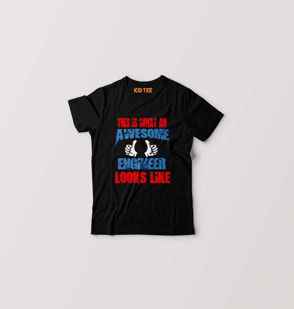Awesome Engineer Kids T-Shirt for Boy/Girl-Black-Ektarfa.online