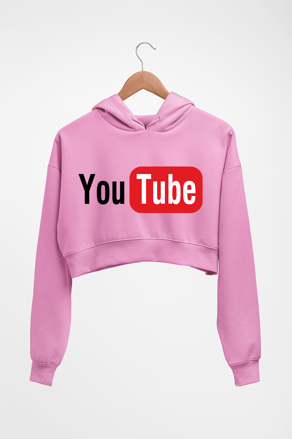 YouTube Crop HOODIE FOR WOMEN-Light Baby Pink-Ektarfa.online
