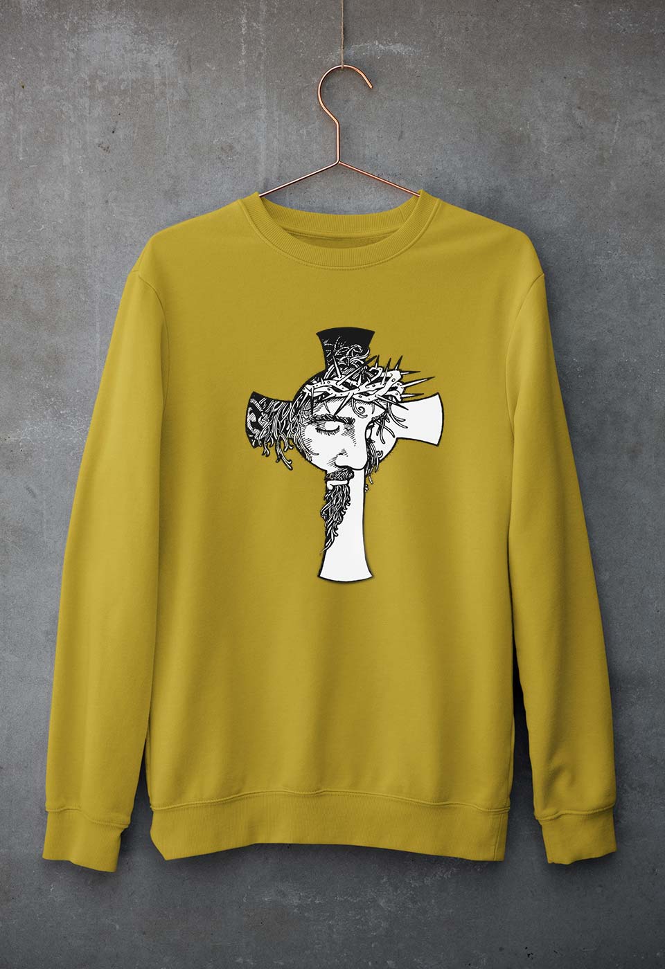 Jesus Unisex Sweatshirt for Men/Women-Mustard Yellow-Ektarfa.online