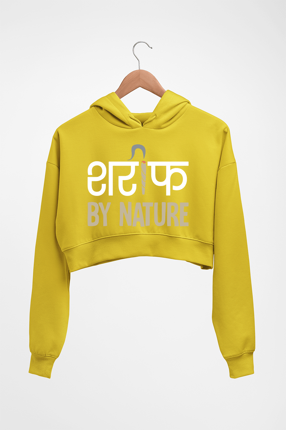 Shareef By Nature Crop HOODIE FOR WOMEN-Mustard Yellow-Ektarfa.online