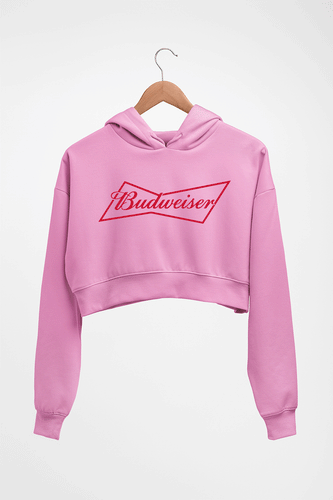 Budweiser Crop HOODIE FOR WOMEN-Light Baby Pink-Ektarfa.online