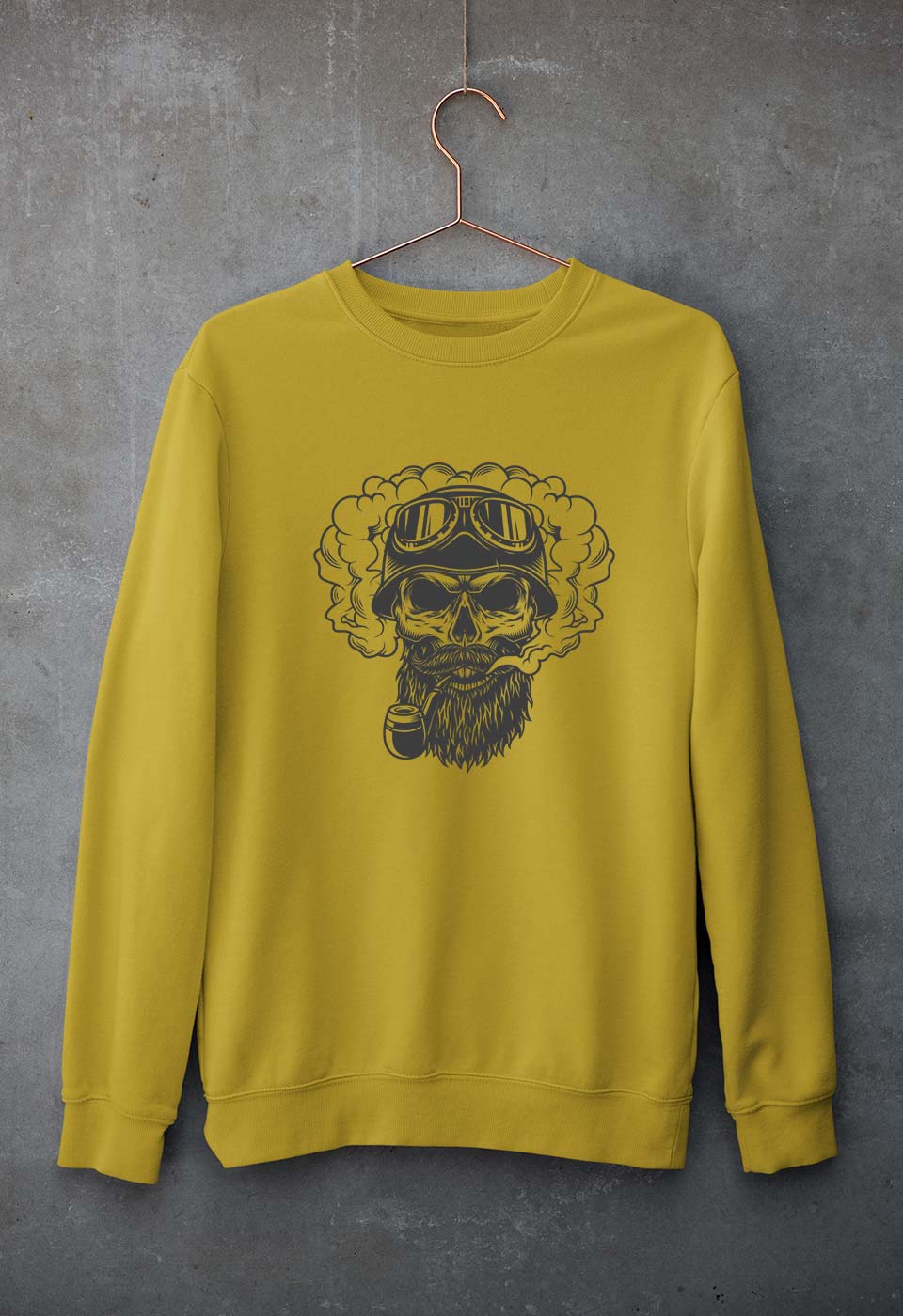 Skull Unisex Sweatshirt for Men/Women-Mustard Yellow-Ektarfa.online