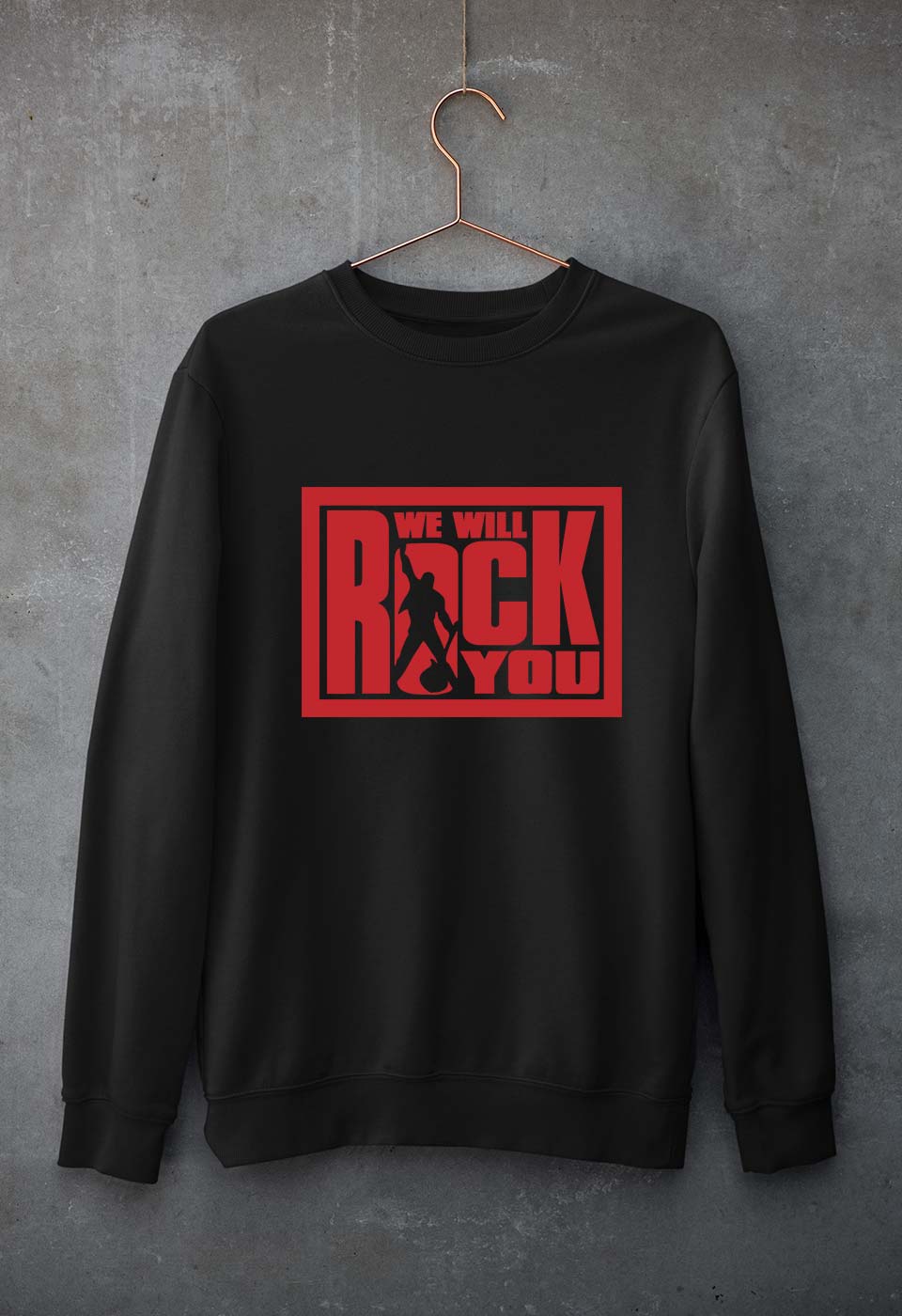 Queen Rock Band We Will Rock You Unisex Sweatshirt for Men/Women-S(40 Inches)-Black-Ektarfa.online