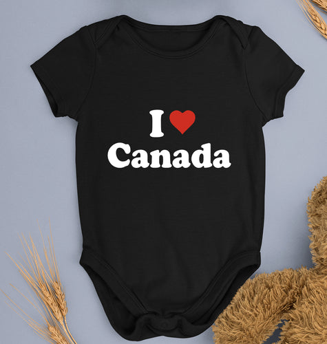 I Love Canada Kids Romper For Baby Boy/Girl-0-5 Months(18 Inches)-Black-Ektarfa.online