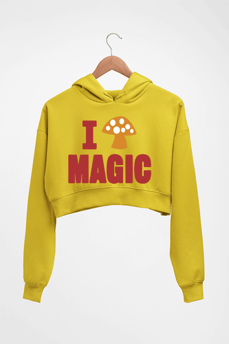 Mushroom Crop HOODIE FOR WOMEN-Mustard Yellow-Ektarfa.online
