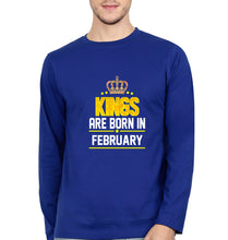 Load image into Gallery viewer, Kings Are Born In February Full Sleeves T-Shirt for Men-Royal Blue-Ektarfa.online
