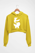 Load image into Gallery viewer, Hippo Dolphin Hug Crop HOODIE FOR WOMEN-Mustard Yellow-Ektarfa.online

