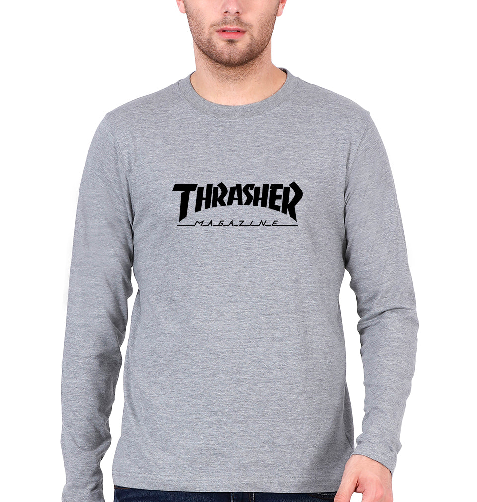 Thrasher Magazine Full Sleeves T-Shirt for Men-Grey Melange-Ektarfa.online