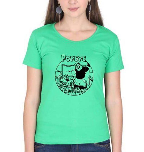 Popeye T-Shirt for Women-Flag Green-Ektarfa.online