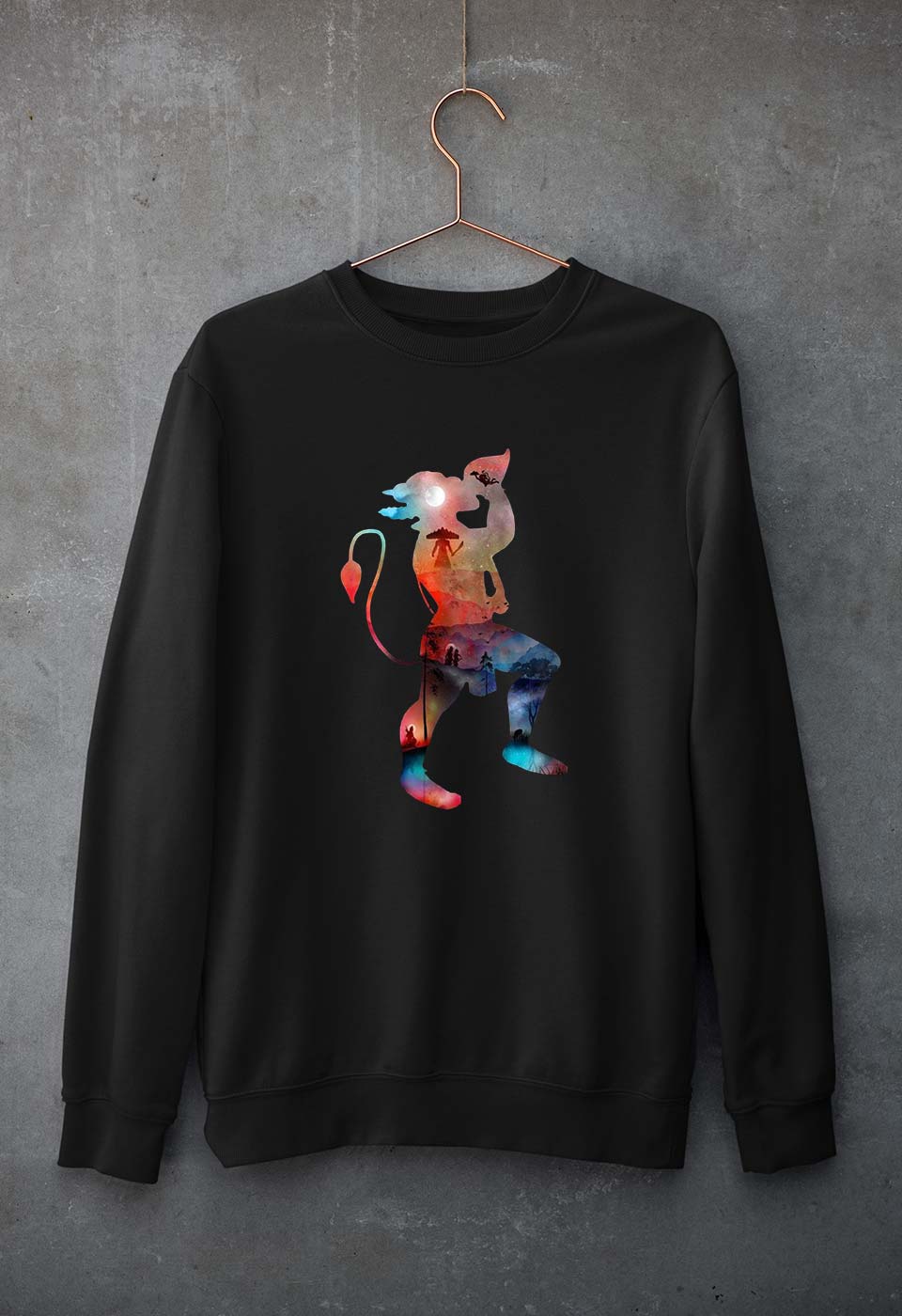Hanuman Ji (God) Unisex Sweatshirt for Men/Women-Black-Ektarfa.online